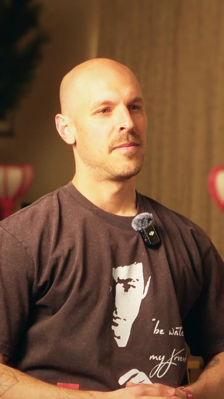 One of Harrison’s clients, filmed giving his testimony in the temple room, September 2026