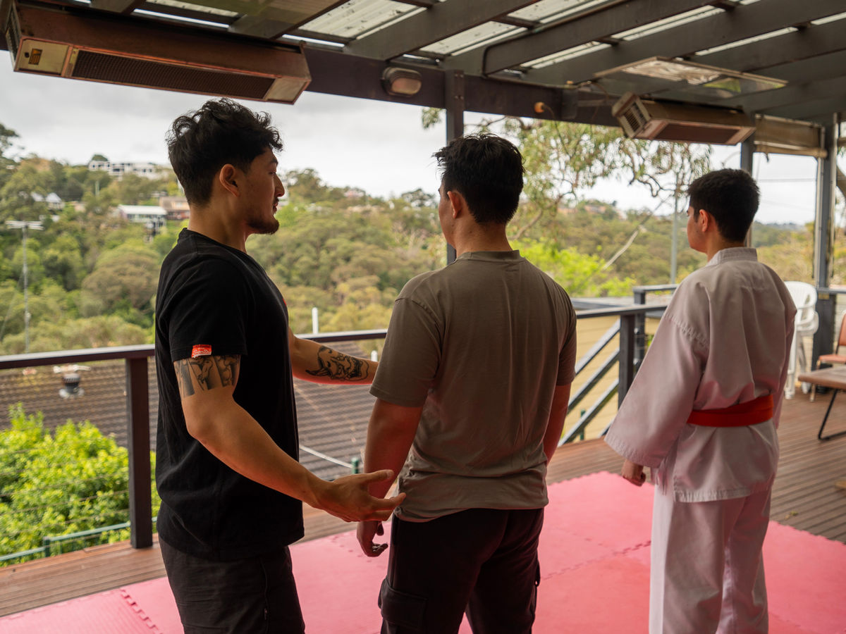 Outdoor training session on the deck